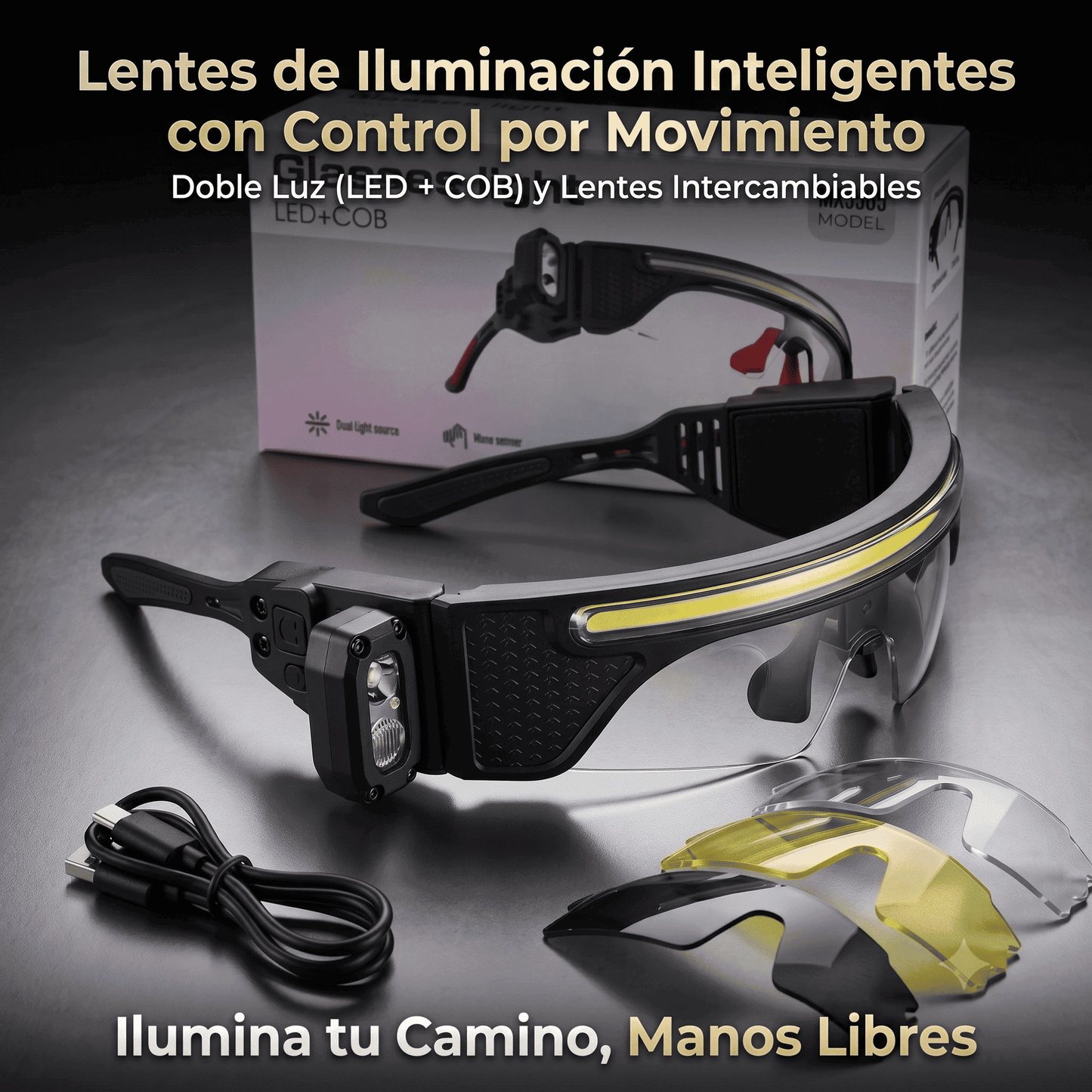 Lentes con Linterna LED Manos Libres – Activación por Gesto