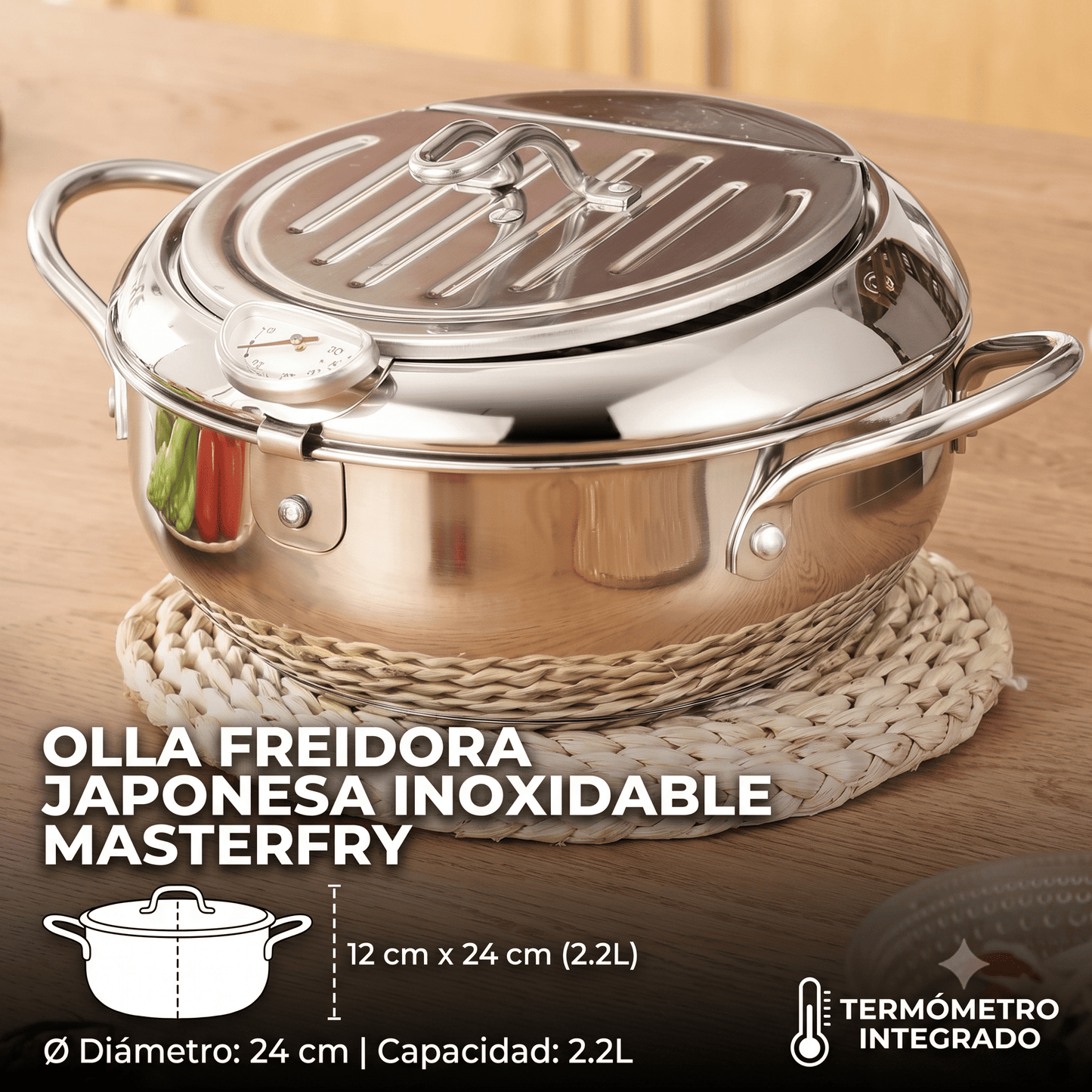 Olla Freidora Japonesa Inoxidable MasterFry