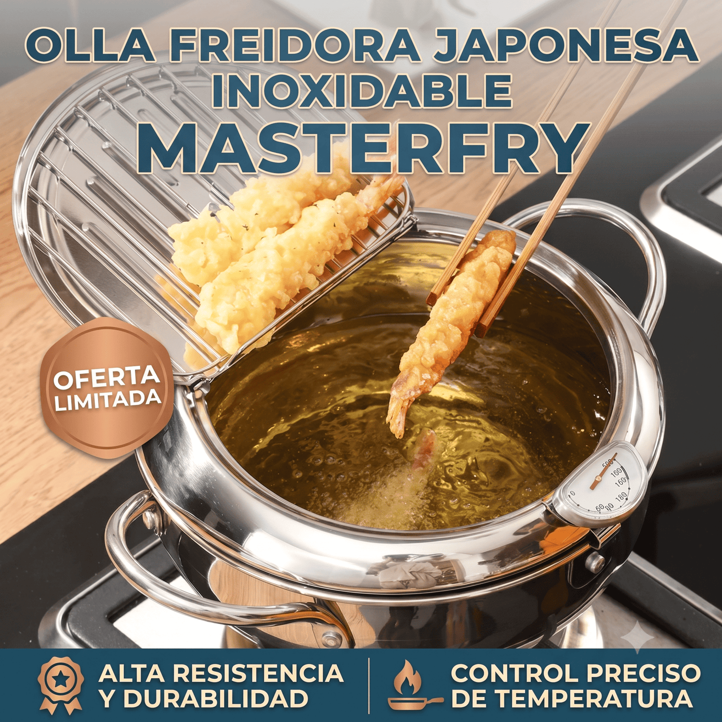 Olla Freidora Japonesa Inoxidable MasterFry